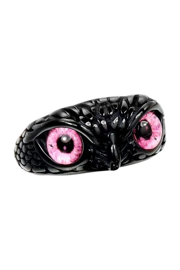 Men's Stainless Steel Vintage Gothic Owl Ring Statement Hip Hop Jewelry Pink Size 8