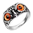 thumbnail image 1 of PAURO Men's Stainless Steel Vintage Gothic Owl Ring Statement Hip Hop Jewelry Silver Orange Size 9, 1 of 4