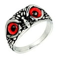 thumbnail image 1 of PAURO Men's Stainless Steel Vintage Gothic Owl Ring Statement Hip Hop Jewelry Silver Red Size 10, 1 of 4