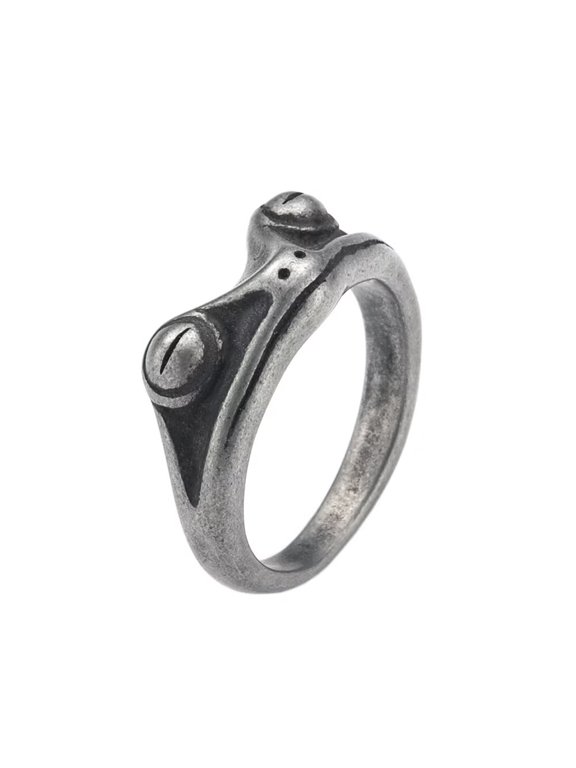 Men's Stainless Steel Vintage Personalized Frog Animal Ring for Cocktail Party Ancient Silver Size 7
