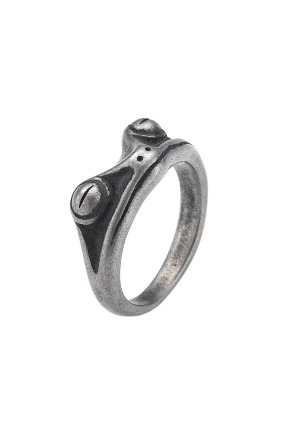 Men's Stainless Steel Vintage Personalized Frog Animal Ring for Cocktail Party Ancient Silver Size 8