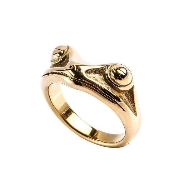 PAURO Men's Stainless Steel Vintage Personalized Frog Animal Ring for Cocktail Party Gold Size 12