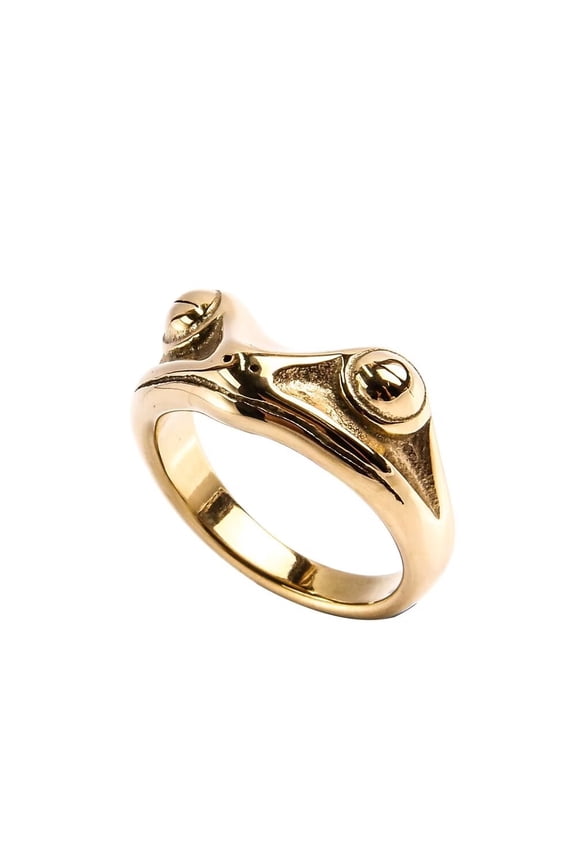 Men's Stainless Steel Vintage Personalized Frog Animal Ring for Cocktail Party Gold Size 7