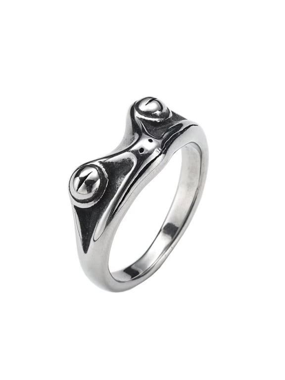 Men's Stainless Steel Vintage Personalized Frog Animal Ring for Cocktail Party Silver Size 13