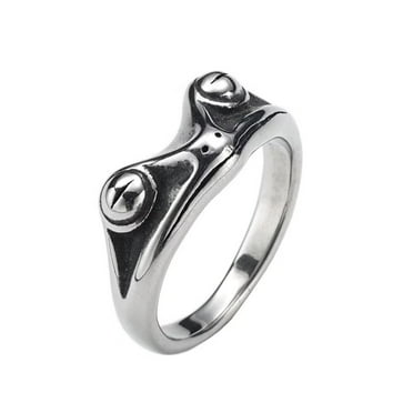PAURO Men's Stainless Steel Vintage Personalized Frog Animal Ring for Cocktail Party Silver Size 8