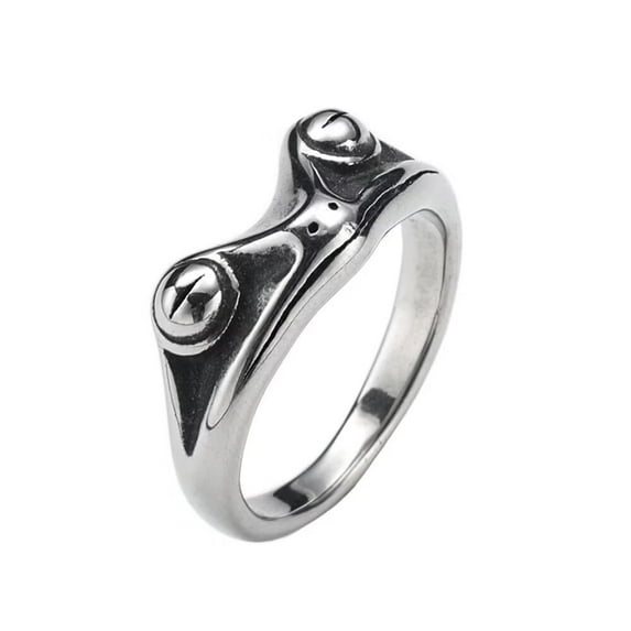 PAURO Men's Stainless Steel Vintage Personalized Frog Animal Ring for Cocktail Party Silver Size 8