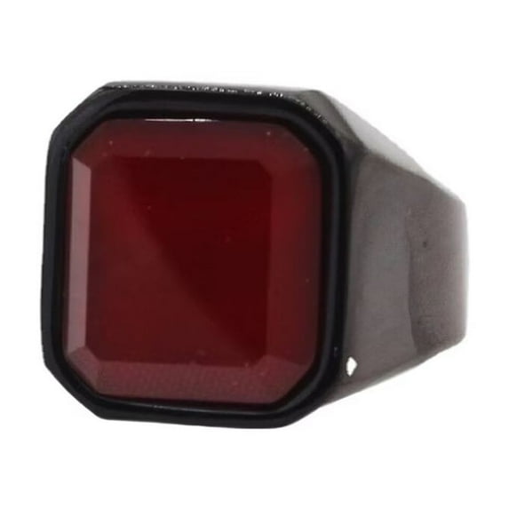 PAURO Men's Stainless Steel Vintage Punk Square Red Gemstone Ring for Wedding Statement Size 12