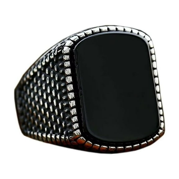 PAURO Men's Stainless Steel Vintage Punk Square Stone Ring Wedding Statement Biker Ring Large Size 12