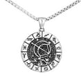 thumbnail image 1 of PAURO Men's Stainless Steel Vintage Round Coin 12 Constellation Astrology Engraved Zodiac Sign Horoscope Necklace Sagittarius, 1 of 3