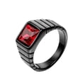 thumbnail image 1 of PAURO Men's Stainless Steel Vintage Simple Square Red Stone Ring with Black Plated Side, for Wedding Statement Size 13, 1 of 3
