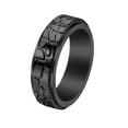 thumbnail image 1 of PAURO Men's Stainless Steel Vintage Simple Stone Texture Pattern Rotatable Ring Black Size 8, 1 of 4