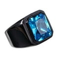 thumbnail image 1 of PAURO Men's Stainless Steel Vintage Square Gemstone Ring Black Plated Side, Lake Blue Stone Size 12, 1 of 3