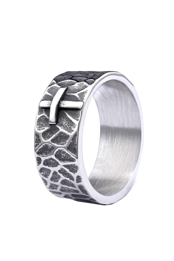 Men's Vintage Stainless Steel Ring Faith Hope Cross Ring High Polished Thumb Ring Band Punk Biker Silver Size 11