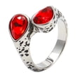 thumbnail image 1 of PAURO Men's Women's Stainless Steel Retro Gemstone Signet Rings Teardrop Crystal Zircon Ring Red Size 10, 1 of 4