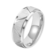 PAURO Mens 10mm Stainless Steel Ring Matte Brushed Polish Wedding Band Grooved Step Edge Comfort Fit Statement Band Silver Size 11