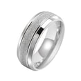 thumbnail image 1 of PAURO Mens 10mm Stainless Steel Ring Sand Blast Glitter Finish Ring Matte Finish Beveled Polished Edge Statement Band Silver Size 12, 1 of 5