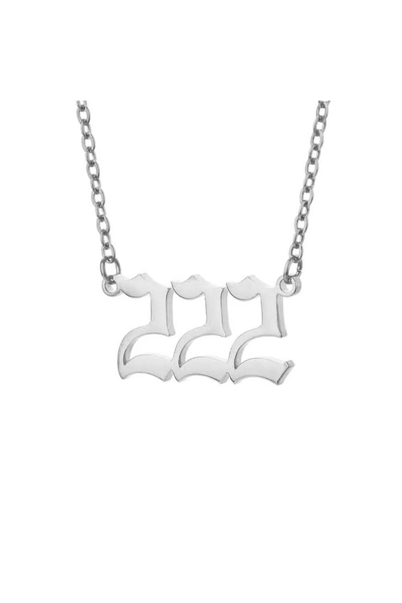 Minimalist Women's Stainless Steel Angel Numbers Necklace 222 Pendant Choker Numerology Jewelry Silver