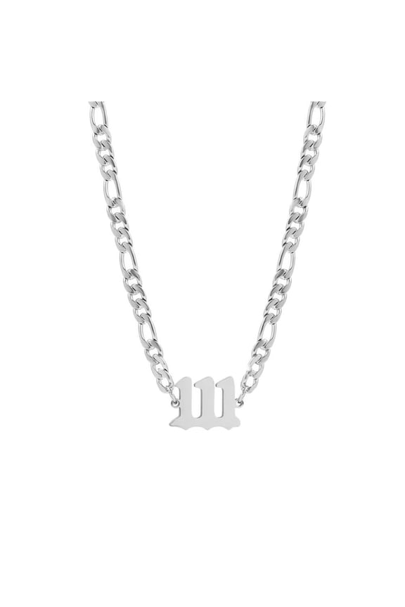 Minimalist Women's Stainless Steel Plain Angel Numbers Necklace 111 Pendant Charm Numerology Jewelry