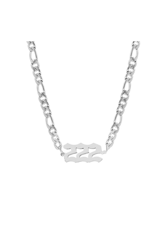 Minimalist Women's Stainless Steel Plain Angel Numbers Necklace 222 Pendant Charm Numerology Jewelry