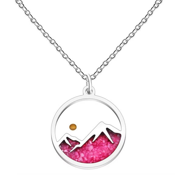 PAURO Mustard Seed Necklace for Women Glow Men Faith Mountain Stainless Steel Silver Rose Gold Plated Charm Simple Dainty Personalized Statement Jewelry Silver Magenta