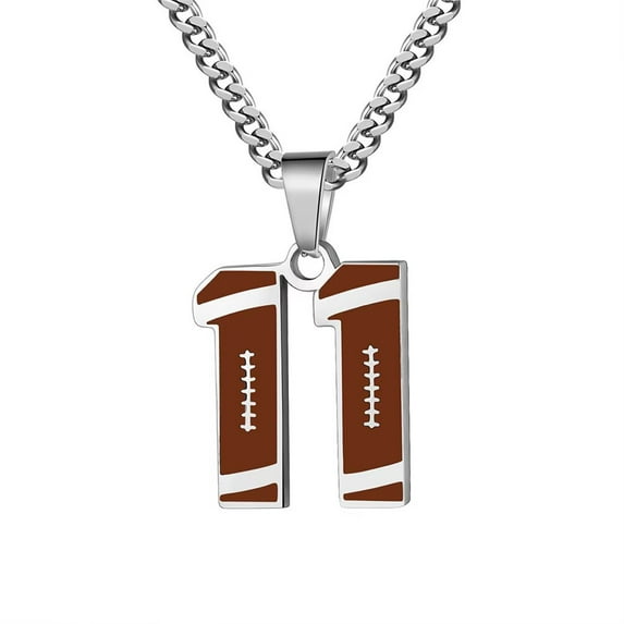 PAURO Necklace for Men Athletes Number Chain Stainless Steel Football Baseball Dainty Pendant Statement Personalized Jewelry Number 11