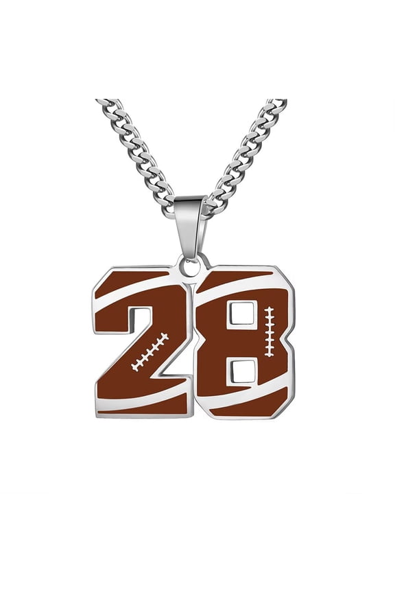 Necklace for Men Athletes Number Chain Stainless Steel Football Baseball Dainty Pendant Statement Personalized Jewelry Number 28