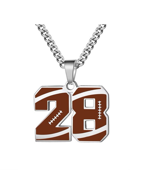 Necklace for Men Athletes Number Chain Stainless Steel Football Baseball Dainty Pendant Statement Personalized Jewelry Number 28