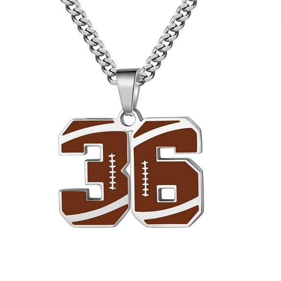 PAURO Necklace for Men Athletes Number Chain Stainless Steel Football Baseball Dainty Pendant Statement Personalized Jewelry Number 36