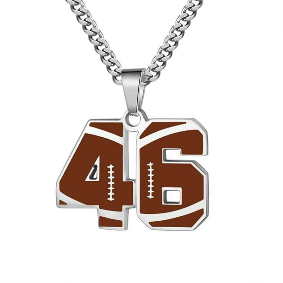 PAURO Necklace for Men Athletes Number Chain Stainless Steel Football Baseball Dainty Pendant Statement Personalized Jewelry Number 46