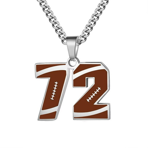 PAURO Necklace for Men Athletes Number Chain Stainless Steel Football Baseball Dainty Pendant Statement Personalized Jewelry Number 72