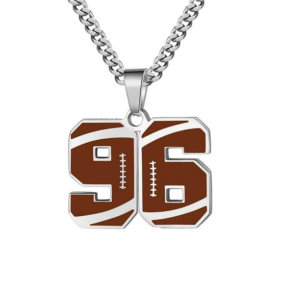 PAURO Necklace for Men Athletes Number Chain Stainless Steel Football Baseball Dainty Pendant Statement Personalized Jewelry Number 96
