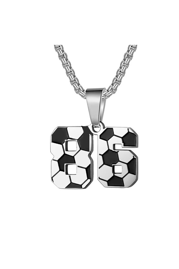 Number Necklace for Men Soccer Player Football Digital 00-99 Stainless Steel Chain Statement Simple 67 Pendant Personalized Jewelry Number 86
