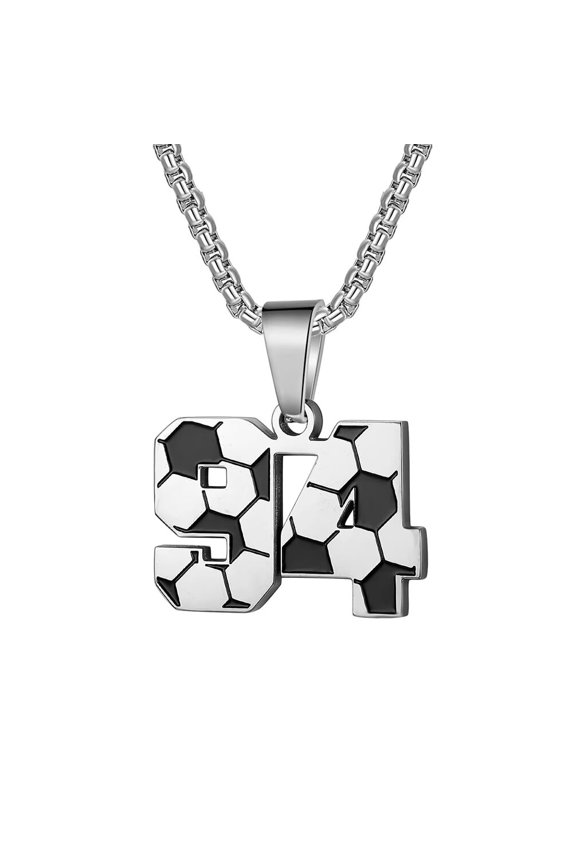 Number Necklace for Men Soccer Player Football Digital 00-99 Stainless Steel Chain Statement Simple 67 Pendant Personalized Jewelry Number 94