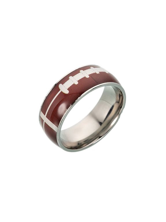 Rings for Men and Women Stainless Steel Sports Athlete Personalized Statement Dainty Simple Jewelry Rugby Style Size 10