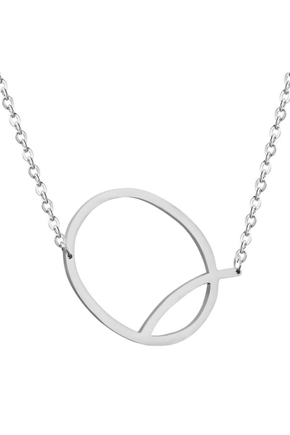 Sideways Initial Necklaces for Women Silver Plated A-Z Pendant Stainless Steel Dainty Big Alphabet simple Letter Jewelry Silver Letter Q