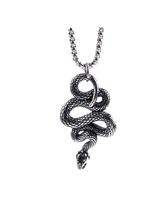 Snake Necklace for Men Silver Gold Plated Colorful Pendant Punk Personalized Stainless Steel Cool Simple Vintage Python Zodiac Chain Gothic Animal Jewelry Style 7