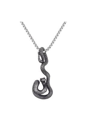 Snake Necklace for Men Silver Biker Pendant Punk Personalized Stainless Steel Cool Simple Vintage Python Zodiac Chain Gothic Animal Jewelry
