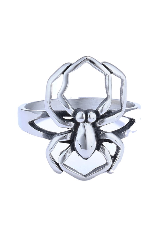 Spider Rings for Men Band Stainless Steel Silver Black 13 Size 5 Gothic Cool Punk Statement Personalized Unique Animal Vintage Simple Jewelry Silver Size 7