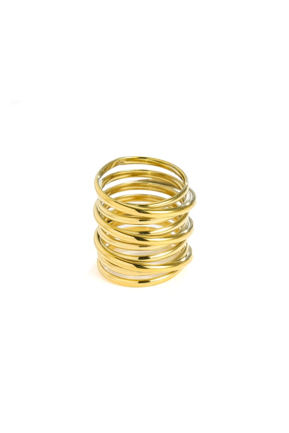 Spiral Wrap Rings for Women Gold Plated Stainless Steel Multi-Layer Coil Criss Cross Statement Personalized Gift Jewelry Gold 6