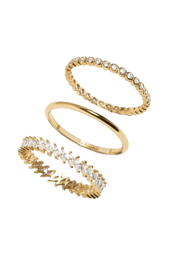 Stackable Rings for Women Set Cubic Zirconia Stacking CZ Index Finger Thumb Midi Band Vintage Stainless Steel Dainty 3 PCS Set Wedding Engagement Promise Jewelry Size 6