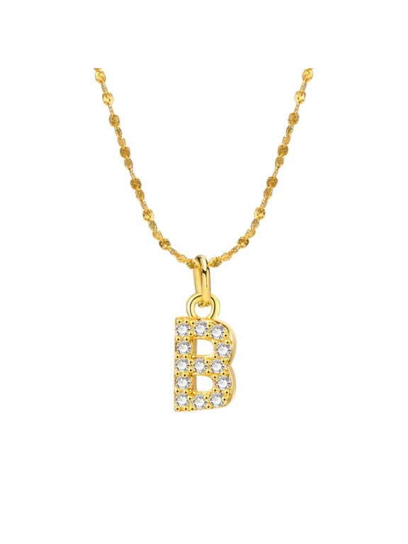 Stainless Steel Initial A-Z Necklace for Women Tiny Letter Pendant Necklace B