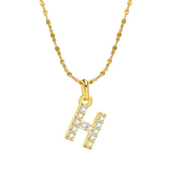 PAURO Stainless Steel Initial A-Z Necklace for Women Tiny Letter Pendant Necklace H