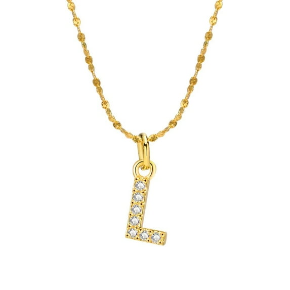 PAURO Stainless Steel Initial A-Z Necklace for Women Tiny Letter Pendant Necklace L