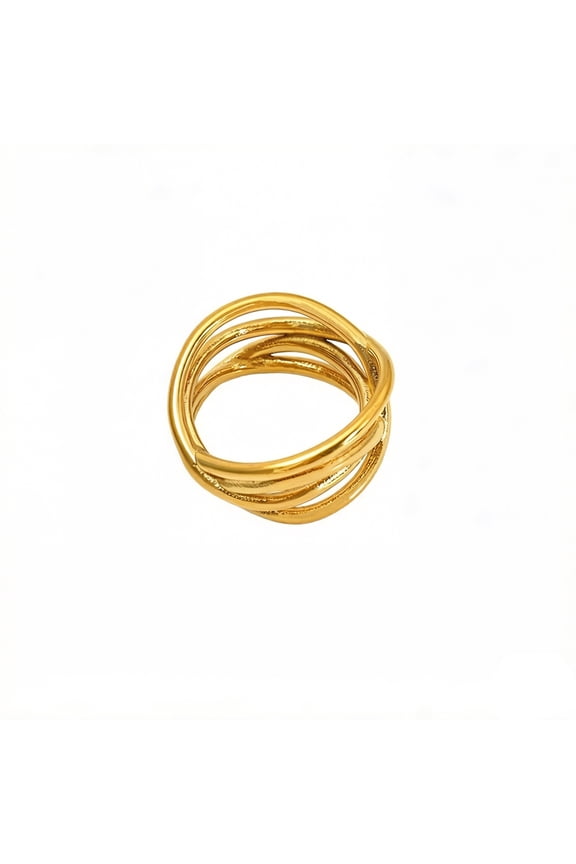 Stainless Steel Layered Ring for Women Men 4 Strand Twisted Wrap Band Minimalist Stackable Eternity Ring Simple Danty Gift for Couple Gold Size 9
