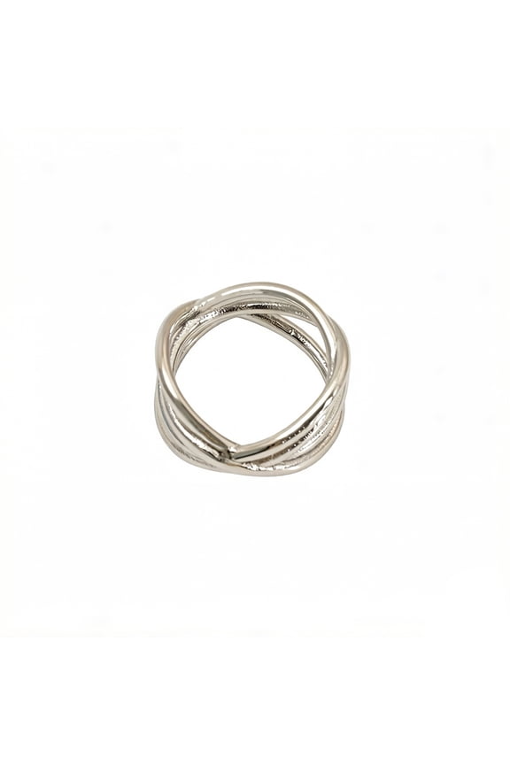 Stainless Steel Layered Ring for Women Men 4 Strand Twisted Wrap Band Minimalist Stackable Eternity Ring Simple Danty Gift for Couple Silver Size 6