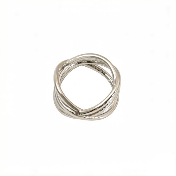 PAURO Stainless Steel Layered Ring for Women Men 4 Strand Twisted Wrap Band Minimalist Stackable Eternity Ring Simple Danty Gift for Couple Silver Size 8