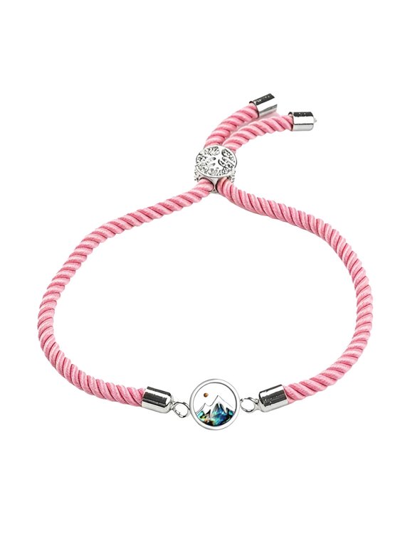 Tree of Life Bracelets for Women Men Rope Spiritual Adjustable Braided Rope Bracelet Pink Black Beige White Cord Handmade Boho Charm Wristband Pull String Statement Personalized Jewelry Pink