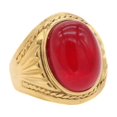 thumbnail image 1 of PAURO Unisex Stainless Steel Classic Oval Red Agate Signet Rings Wedding Jewelry Gold Size 8, 1 of 2