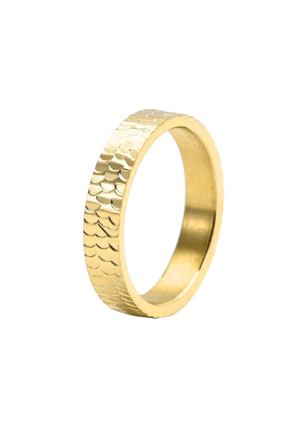 Unisex Stainless Steel Retro Personalized Engraved Koi Fish Rings Cool Biker Jewelry Gold Size 10