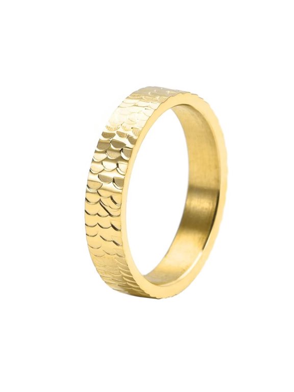 Unisex Stainless Steel Retro Personalized Engraved Koi Fish Rings Cool Biker Jewelry Gold Size 10